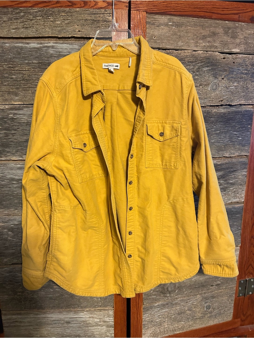 Toad&Co Men's Mustard Yellow Overshirt Jacket Size XL Utility Jacket Button Up